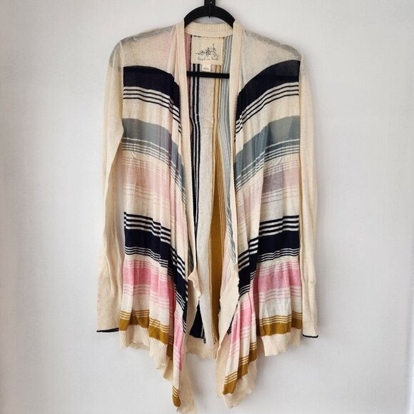 Angel of the North Anthropologie Striped Open Front Boho Cardigan Sweater M - Picture 1 of 9